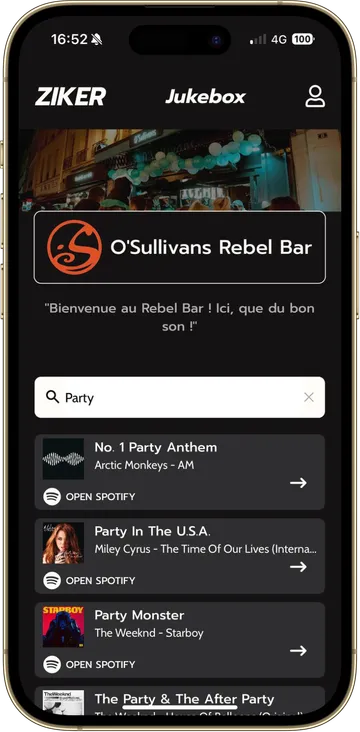 Application ZIKER - Interface de recherche musicale